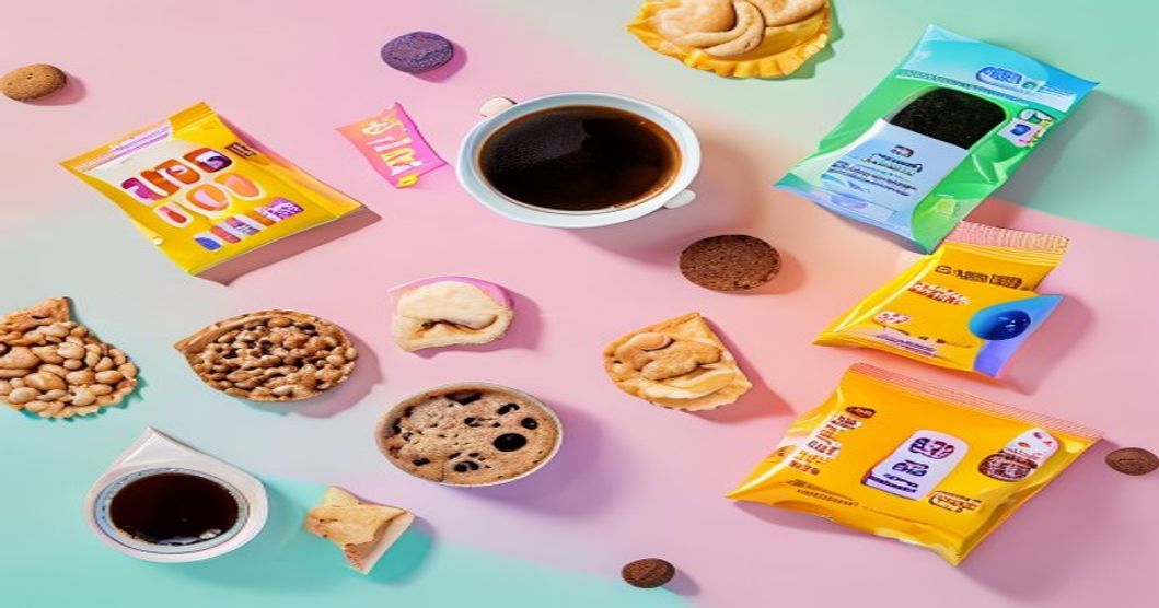 Korean snacks and instant coffee pairings for late night studying displayed in a colorful flat-lay arrangement