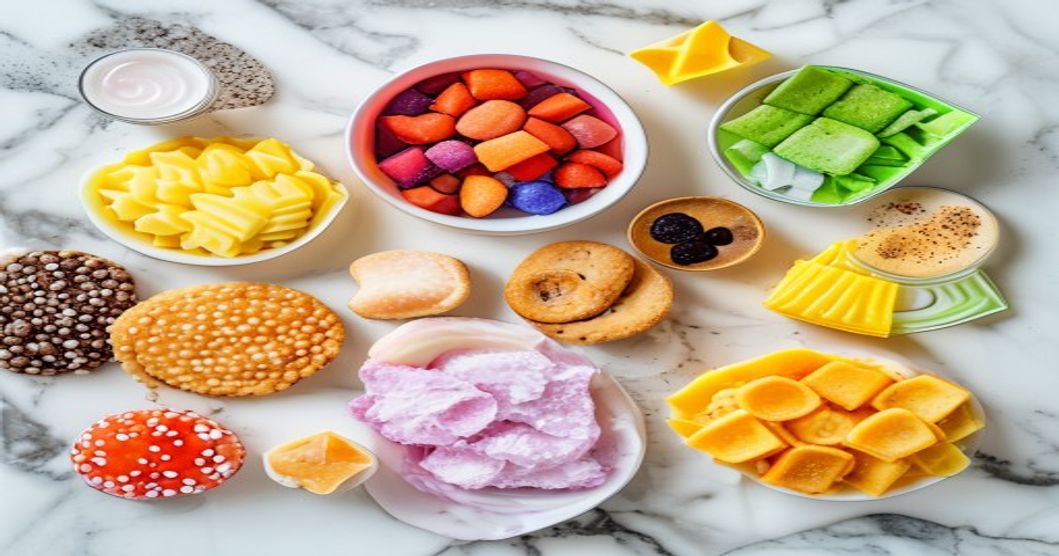 Colorful Korean snacks for picky eaters arranged in a flat lay, including mild cheese crackers, sweet treats, and non-spicy convenience store options