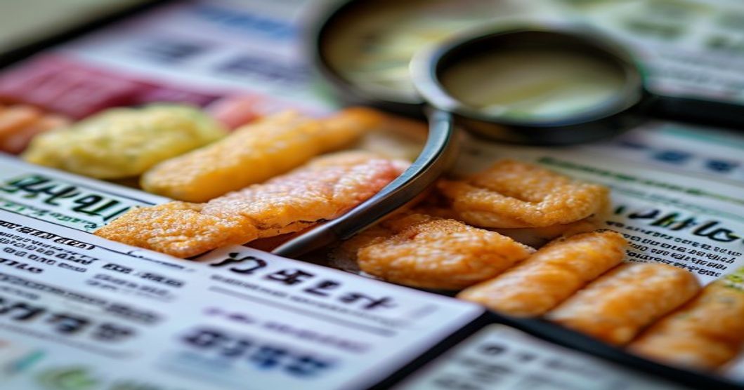 Close-up of Korean snack labels showing ingredient lists to check for garlic content