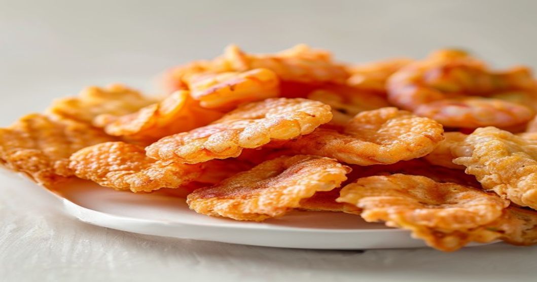 Close-up of Korean seafood snack pieces showing texture and seasoning detail